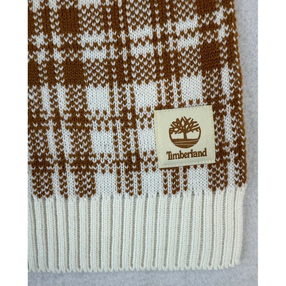 Timberland‎ Scarf Wheat Ivory Plaid Winter Warm Retro MCM NEW OS